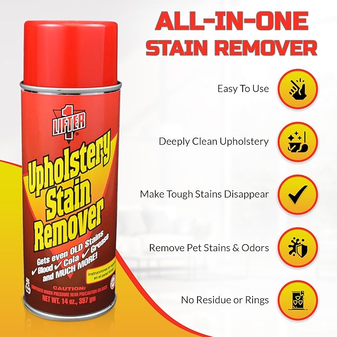 Multi-Fabric Upholstery Stain Remover and Carpet & Rug Cleaner for (Car Carpets, Seats & Floor Mats, Furniture) 14oz