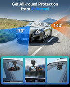 Dash Cam Front and Rear Inside 3 Channel, 1080P Dashcam with 64GB Card, Dash Camera for Cars with 24H Parking Monitor, Super Night Vision, Loop Recording, G-Sensor, WDR, 2.3" Screen for Taxi