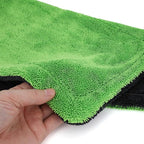 1200GSM Microfiber Car Drying Towel, Double-Twist Loop, Ultra-Absorbent, Quick-Dry, Lint- & Streak-Free, Scratch-Safe, for Car Wash & Detailing (1 Pack) (Dark Grey & Green, 16" x 24")
