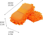 Car Wash Mitt,Microfiber Chenille Car Wash Mitt,Double-Sided lint-Free,Scratch Free,Cleaning Mitts for Truck, SUV, RV (Orange)