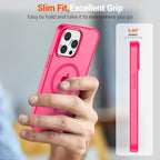 SUPFINE Magnetic for iPhone 15 Pro Case (Compatible with MagSafe) (Military Grade Drop Protection) Slim Translucent Matte Shockproof Phone Cover,Hot Pink