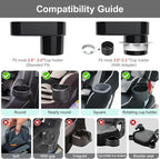 [2 Pack] Car Seat Snack Tray for Toddlers - 3 Inch Cup Holder Fits Most Sippy Cups & Straw Bottles with Dip Well, Mess-Free Square Kids Travel Tray Road Trip Essentials, Black, 2