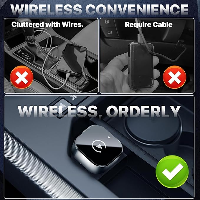 Wireless to Wired car CarPlay Adapter, Fast and Automatic Connection, Compact Design, Plug and Play Function