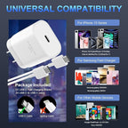 Phone 17 16 15 Charger Fast Charging,30W USB C Phone 17 16 15 Pro Max Charger Block & 12FT Long Type C Cable Cord for i.Phone 17/17 Air/17Pro/17Pro Max/16/16Pro/16 Pro Max/15/15 Pro Max,White