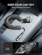 72W Car Charger USB C for iPhone 16/15, 36W Super Fast Charging Type C Coiled Cable for iPhone 16/15 Pro Max Plus/Samsung S24 Ultra/S24+/S23/S22, Car Phone Charger Adapter for Pixel/Android, iPad Pro