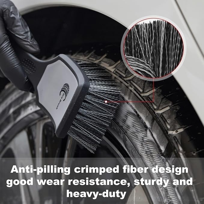 Car Wheel & Tire Brush Set, 2Pack Tire Brush and Wheel Rim Brush, Soft & Stiff Bristle Wheel Cleaner Brushes, Scratch-Free Car Wheel Brush Kit for Cleaning Wheels, Tires, Cars, Trucks