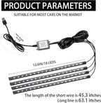 Smart USB Interior Car LED Strip Light with App Control,RGB Neon Atmosphere Lights, USB 5V Ambient Night Light Decorative Lamp, Multi Color Strip Light for Cars with Music and DIY Mode (RGB 72LEDs)