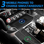 2025 New Version Car Wireless Charger for Ford Mustang 2015-2023 All Models, 15W Fast Charging Phone Tray with 27W USB + Type-c Port Qi Phone Wireless Charger, Black