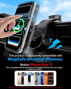 CloudValley Magnetic Car Mount with 15W Fast Charging, 360° Adjustable Bendable Aluminum Arm, Dashboard & Windshield Wireless Charger Phone Holder with Upgraded Silicone Adhesive Pad for iPhone