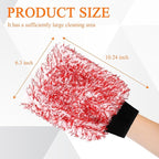 2PCS Car Wash Mitt, 11"×8" Cyclone Microfiber Cleaning Mitt for Cars, Scratch-Free & Lint-Free, Double Sided Automotive Washing Gloves, Universal Auto Cleaning Supplies (Red+White)