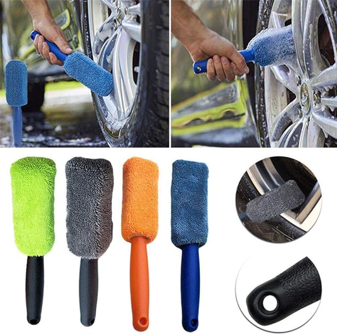 Car Brush Wheel, 27 * 5 * 3 Microfiber Wheel Tire Rim Brush Portable Car Washing Cleaner for Car Wash Accessories (Grey)
