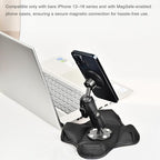 VAUBORTTI Magnetic Phone Holder for Desk&Car Dash,Aluminum Arm, Non-Slip Beanbag Base, 360° Rotation at 3 Points, Compatible with MagSafe iPhone 12-16 Series, Fits RAM B Size 1" Ball