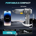 SakerPlus 4 in 1 Handheld Car Vacuum Cleaner, 17500PA High Power Rechargeable Portable Vacuum with LED Light, Multi Nozzles for Car, Home & Office–Ideal for Family(Light Grey)
