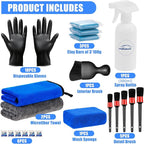 AUTODECO 24Pcs Car Clay Bars Auto Detailing Clay Bar Kit with Car Cleaning Brushes, Include Spray Bottle, Micro Fiber Towel and Brushes for Car Detailing Damage Free Cleaning