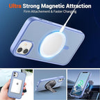 SUPFINE Magnetic for iPhone 12 Mini Case & iPhone 13 Mini Case with Screen Protector (Compatible with MagSafe) (Military Grade Drop Protection) Translucent Matte Shockproof Phone Cover,Blue Purple