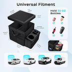 Foldable Bench Seat Center Console, Car Armrest Organizer Box with 2 Large Cup Holders & Massive Storage, Universal Portable Trunk Console Arm Rest for Car/Truck/Van/SUV Rear Organizers Back Seat