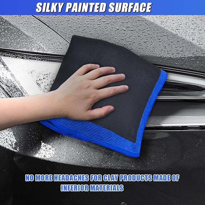 Clay Bar Towel for Auto Detailing, 12" x 12" Fine Grade Microfiber Car Chamois Towel, No-Scratch DIY Detail Clay Bar Alternative Cloth Mud Strip Cleaner Tool for Cars Detailing (1PC)