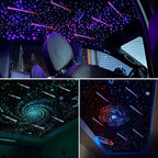 AKEPO 36W 4 Color Twinkle Fiber Optic Starlights Headliner Lights Kit, Optical Fibers Music Sync Bluetooth APP Control Starlight Kit, 2000pcs*13.1ft +240pcs Colorful Shooting Star