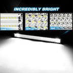 AUXTINGS 22 inch 324W LED Light Bar Triple Row Spot Flood Combo Beam Off Road Lights Waterproof Work Light with Wiring Harness for Jeep Trucks SUV ATV UTV Boat Lights, 12V 24V
