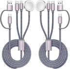 2Pack Travel Essentials,Multi Charging Cable 3 in 2 USB C for Apple Watch Charger,iPhone Charger,Cruise Vacation Camping,Portable for iWatch Series 11-2/Ultra/SE & iPhone 17-12,Sony PSP Cables