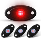 4Pods LED Rock Lights LED Neon Underglow Lights for Car Trucks ATV UTV SUV Boat Underbody Glow Trail Rig Lights Waterproof (red)