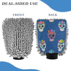 Fake Glitter Cartoon Hat Skull Blue Cool Car Wash Mitts Scratch-Free Wash Mitts For Cars Washing Car Washer Sponge