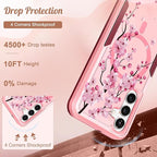 for Samsung Galaxy A16 5G Phone Case - Compatible with MagSafe Women Girls Cute Magnetic Protective Cover Girly Kawaii Flower Blossom Heavy Duty Shockproof Design for Samsung A16 5G Case