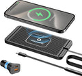 Wireless Charging Pad for Car, REESTECQI 15W Wireless Car Charger Pad Type C Charging Mat Non Slip [PD 40W Car Charger Incl] for Airpods iPhone 16/15/14/13, Samsung S24/S23/S22 (1 Meter Cable)