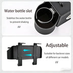 4-in-1 Back Seat Car Organizer – Premium Nappa Leather Storage Caddy with Cup Holder, Tissue Dispenser & Phone Pocket for Kids & Travel | Universal Fit for SUVs, Vans & Cars (Black)