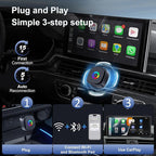 Ultra Mini Wireless CarPlay Adapter with A9 Chip, 5.8GHz Low Latency WiFi, 3-5s Fast Auto Connect, Universal Wireless Apple CarPlay & Android Auto for Factory Wired Cars