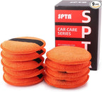 SPTA Microfiber Applicator Pads, 9Pcs 5 inch Car Wax Applicator Hand Polishing Microfiber Foam Pads Set with Grip of Elastic Band, Microfiber Buffing Cleaning Pads for Car Polish Applying Wax