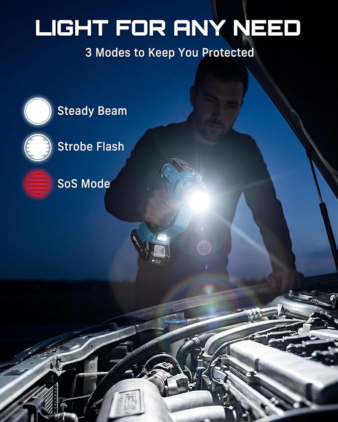 SEESII 2-IN-1 Tire Inflator & Car Vacuum with 2×2000mAh Batteries, 150PSI Rapid Portable Air Compressor, 20000Pa Suction, 21V Cordless Air Pump, Digital Gauge, LED Light for Car, Ball, Bike, Home