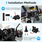 BlueFire 5V/2.1A Dual USB Charger Socket Waterproof Motorcycle Handlebar Clamp Power Adapter Charger USB Charging System with Cigarette Lighter Socket and Voltmeter for Phones/Tablets/GPS