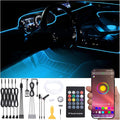 6 m Optic Fiber Car Ambient Lighting Kit Bluetooth App Control + RF Remote Control 64 Colors Multicoloured Music Interior Footwell Lighting Kit 12V 1W