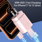 Phone 16 15 Charger Fast Charging,30W Type C Chargers USB C Charge Block with 2 Pack 10FT USB C Cable Nylon Braided for Phones 16/16 Plus/16 Pro/16 Pro Max/Phone 15/15 Pro Max/Pad Pro/AirPods,Pink