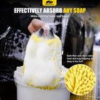MIKKUPPA Car Wash Mitt Microfiber - Double-Sided Chenille Scratch Free Mitt with Waterproof Inner for Car Washing Home Cleaning (Yellow & Gray, 2Pack, 10'' x 7'')