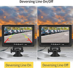 Hodozzy Dual Backup Camera Monitor System for RVs,-7 Inch LCD Screen with 2 Cameras, IP68 Waterproof, 18IR Night Vision, Rear View Camera 4-Pin Cable for Car, Truck/Trailer/Bus/Van/Caravan (12V-24V)