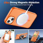 SUPFINE Magnetic for iPhone 15 Case with Screen Protector (Compatible with MagSafe) (Military Grade Drop Protection) Translucent Matte Shockproof Phone Cover,Starry Orange