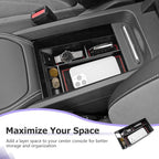 LUWU 2024 Mustang Mach E Center Console Organizer for 2021-2024 Ford Mustang Mach E Select/Premium/GT Accessories Armrest Console Storage Box Glove Organizer Tray ABS Material (Red)