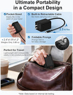 Retractable Car Charger USB-C for Samsung Galaxy S26 Ultra S26+ S25 S24 Apple iPhone 17e 17 Pro Max 16 Air, 47W Fast Car Charger Adapter + 35W Foldable Wall Plug - USB C Charging with Built-in Cables