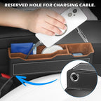 2-Pack Black Obsidian Car Seat Gap Filler - Premium Leather Wrapped Wood Organizer with Flocked Finish Universal Fit for Car SUV Truck Anti-Drop Console Side Storage Interior Accessories