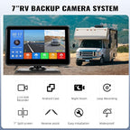 1080P Backup Camera System Kit,7 Inch Reversing Monitor with Record Function Night Vision DVR Monitor 2 Camera 2 Split Screen+Waterproof Reverse/Front View Camera for RV/Semi Box Truck