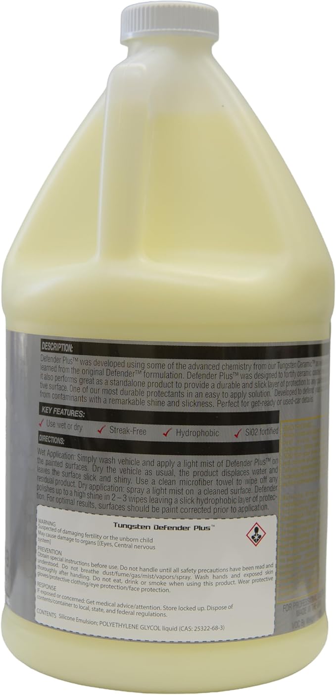 Ardex Tungsten Defender Plus 9249 Si02 Fortified Ceramic Detail Spray | Spray on Paint Protection, UV, Hydrophobic Sealant Repels Dirt & Water, Gloss finish | Automotive & Marine | 1 Gal | Made in USA