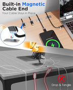 Magtame 2 Pack USB C to USB C Cable 5FT, StayCable with Magnetic Metal Plate Holder, 60W Fast Charging Braid Type-C Charger Cord, Cable Management for iPhone 17/16/15, Laptop, Car, Bedside
