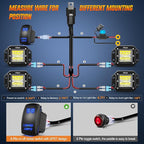 Nilight 4PCS 42W Flush Mount LED Pods Spot Flood Combo Beam Driving Backup Reverse Grill Mount Light with 16AWG LED POD Lights Wiring Harness Kit -4 Leads