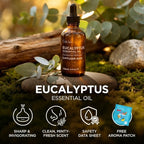 100% Pure Eucalyptus Essential Oil - 4 Fl Oz - Eucalyptus Oil for Hair, Skin, Diffuser, Aromatherapy & DIY Candle Making Scent