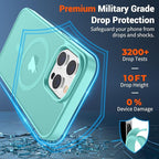 SUPFINE Magnetic for iPhone 13 Pro Case (Compatible with MagSafe) (Military Grade Drop Protection) Slim Translucent Matte Shockproof Phone Cover,Blue Green