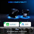 2026 Upgraded Wireless CarPlay Adapter - Fast Auto-Connect, Stable Connection, Mini Size Plug & Play Adapter for iPhone & Android Auto Compatible Cars