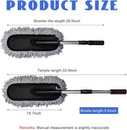 2 PCS Microfiber Car Duster, Scratch Free Auto Exterior Interior Large Dusting Cleaning Brush, Multipurpose Vehicle Dust Cleaner with Extendable Handle, Car Accessories (Gray)