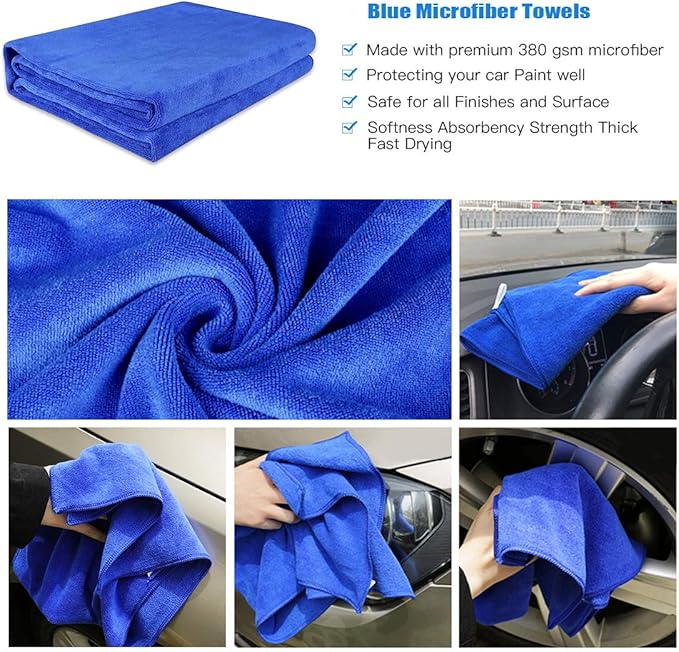 Glarks 8Pcs Clay Bar Car Detailing Clay with Premium Microfiber Washing Towel and Car Wash Sponges for Cleaning Oxidation, Scale, Bird Feces, Iron Powder, Acid Rain, and Sap on Car and Glass
